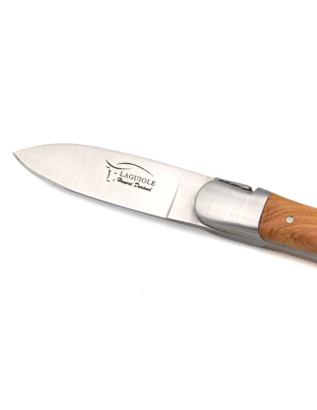Laguiole Austernmesser, Heftbacken aus mattem Edelstahl, Griff aus genévrier cade