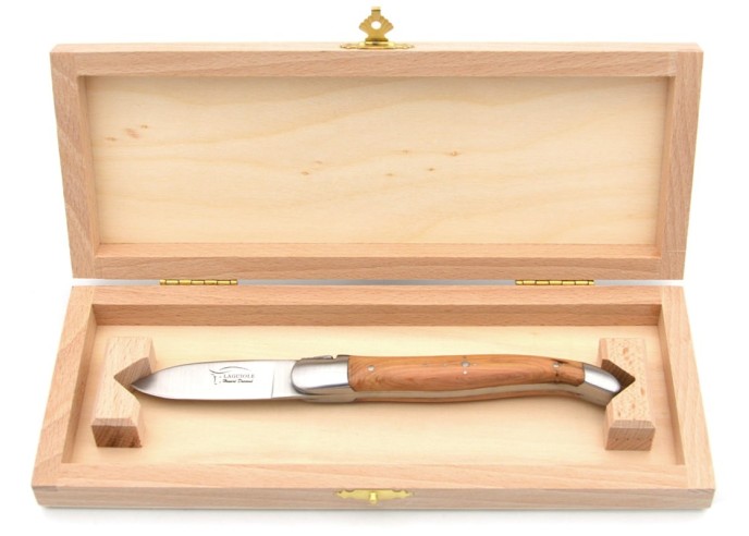 Couteaux à huîtres Laguiole, mitres inox mat, manche bois de cade