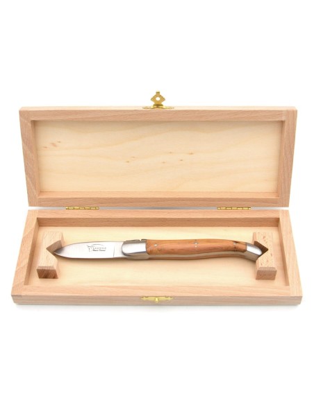 Laguiole Austernmesser, Heftbacken aus mattem Edelstahl, Griff aus genévrier cade