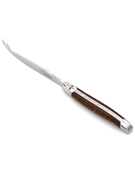 Laguiole Käsemesser, Heftbacken aus glänzendem Edelstahl, breiterer Griff aus Schlangenholz