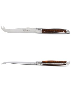 Laguiole Käsemesser, Heftbacken aus glänzendem Edelstahl, breiterer Griff aus Schlangenholz