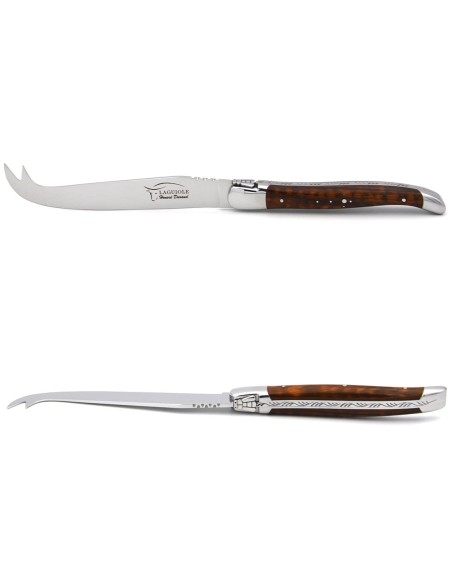 Laguiole Käsemesser, Heftbacken aus glänzendem Edelstahl, breiterer Griff aus Schlangenholz