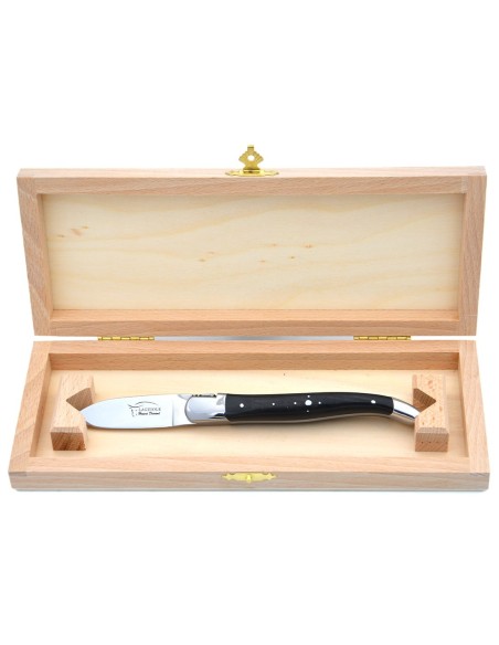 Couteaux à huîtres Laguiole, mitres inox brillant, manche bois d'ébène