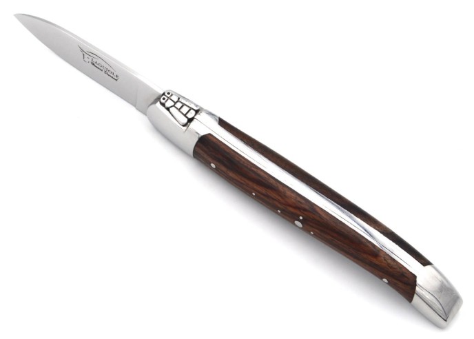 Laguiole Austernmesser, Heftbacken aus glanzendem Edelstahl, Griff aus Veilchenholz