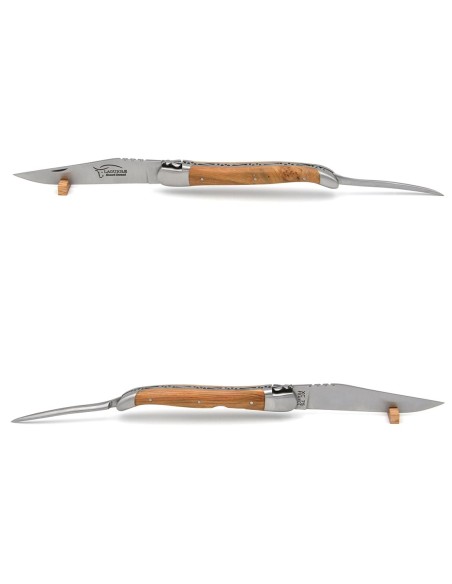 Laguiole pliant 12cm, manche genévrier cade, lame et poinçon