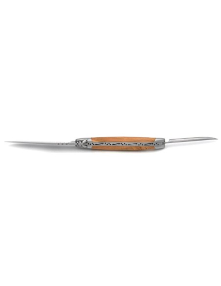 Laguiole pliant 12cm, manche genévrier cade, lame et poinçon
