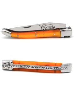 Laguiole Klappmesser, 10cm, Griff aus Acryl, Perlmutt orange