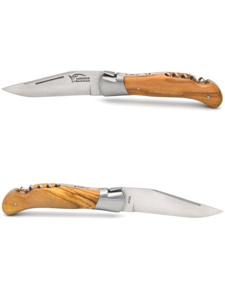 Laguiole Hunting knife, 12 cm olivewood handle with an inox bolster