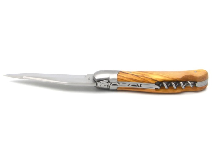 Laguiole-Jagdmesser, 12 cm, Geschweißte Biene, Olivenholzgriff