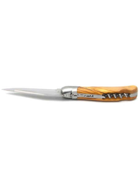 Laguiole de chasse, manche 12 cm en olivier avec mitre inox