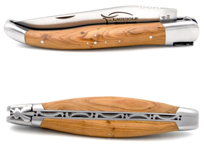 Laguiole pliant 12cm, manche super galbé en genévrier cade