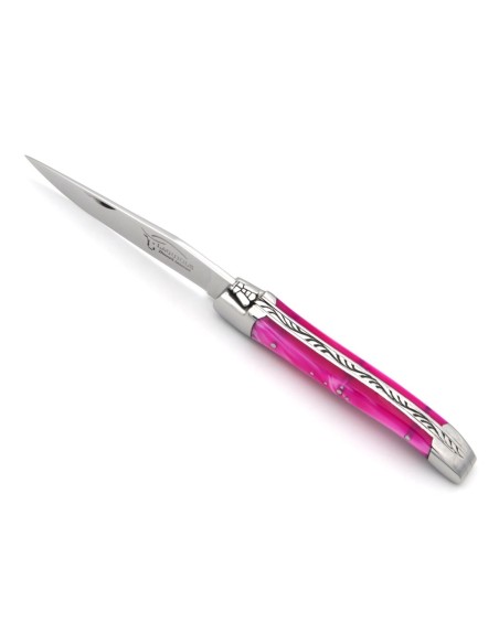 Laguiole Klappmesser, 10cm, Geschweißte Biene, Heftbacken aus glänzendem Edelstahl, Griff aus Acryl
