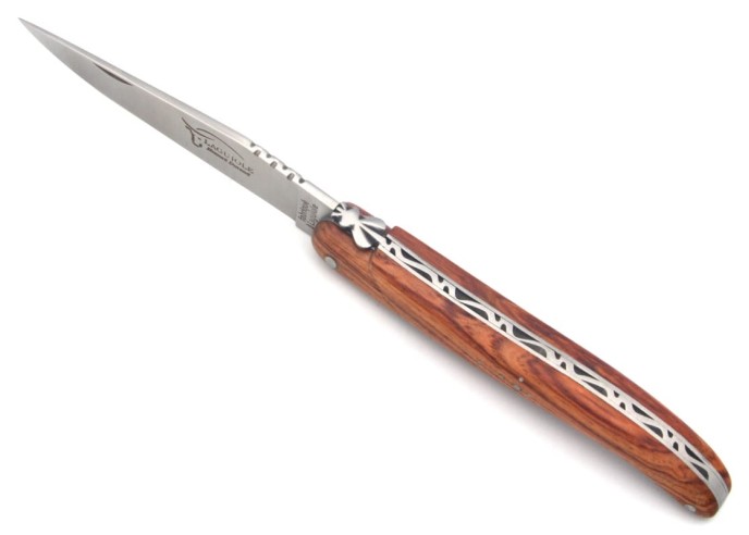 Laguiole pliant 12 cm, plein manche en bois de rose avec finition mat