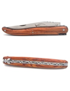 Laguiole pliant 12 cm, plein manche en bois de rose avec finition mat