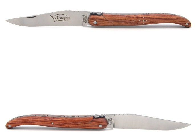 Laguiole pliant 12 cm, plein manche en bois de rose avec finition mat