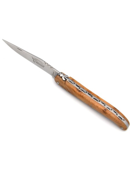 Laguiole pocket knife, 12 cm, forged bee, juniper wood full handle with matt finish