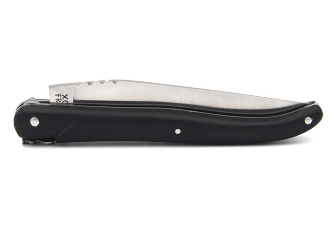 Laguiole pocket knife, 12 cm, carbon blade, ebony wood full handle with matt finish