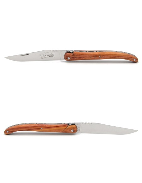 Laguiole pliant, 11cm, abeille forgée, plein manche, bois de rose
