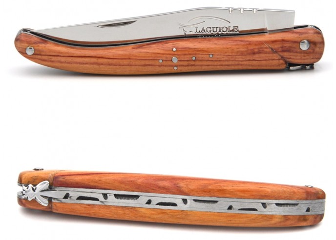 Laguiole pocket knife, 11 cm, forged bee, rosewood full handle with shiny finish