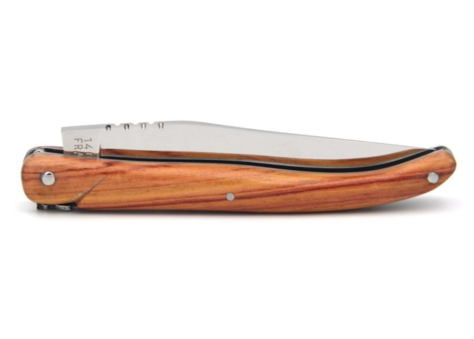 Laguiole pliant, 11cm, abeille forgée, plein manche, bois de rose