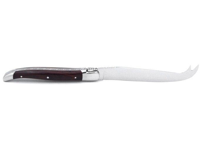 Couteau à fromage avec mitres inox brillant et manche bois de violette