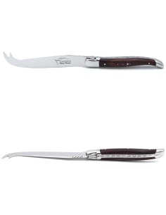 Laguiole Käsemesser, Heftbacken aus glänzendem Edelstahl, breiterer Griff aus  Veilchenholz