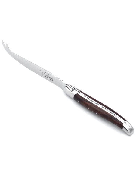 Couteau à fromage avec mitres inox brillant et manche bois de violette