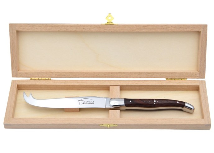 Couteau à fromage avec mitres inox brillant et manche bois de violette