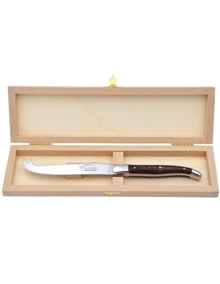 Laguiole Käsemesser, Heftbacken aus glänzendem Edelstahl, breiterer Griff aus  Veilchenholz
