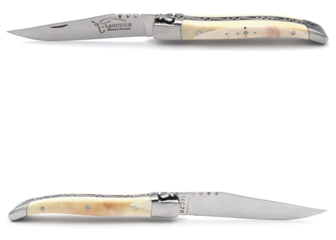Laguiole pliant, 10cm, abeille forgée, manche en phacochere lame seule