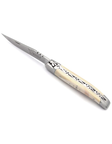 Laguiole pliant, 10cm, abeille forgée, manche en phacochere lame seule