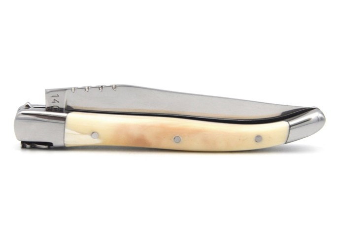 Laguiole pliant, 10cm, abeille forgée, manche en phacochere lame seule