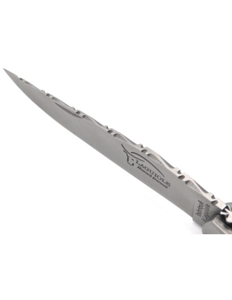 Laguiole Klappmesser 12cm aus Ebenholz, doppelte Platine und ziselierter Klingenrücken