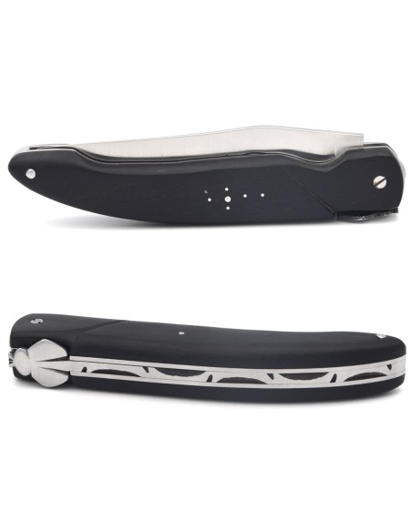Laguiole Honoré Durand, modèle Chasse, plein manche inox mat, ébène