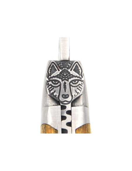 Laguiole pocket knife, 12 cm, wolf, acacia handle with matt bolsters
