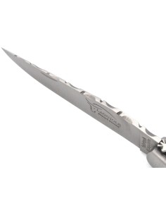 Laguiole 12 cm, lame seule, doubles platines ciselées, corne de bélier 2