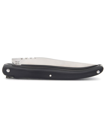 Laguiole pocket knife, 11 cm, dark horn tip full handle with matt finish