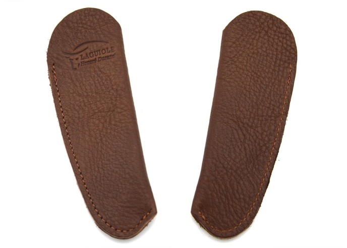 Étui cuir de poche pour couteaux pliants, marron foncé