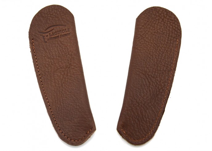 Leather pocket sheath with molded logo - Brown (dark)
