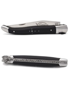 Laguiole pliant 12 cm, abeille motif truite, ressort ciselé à la lime 2