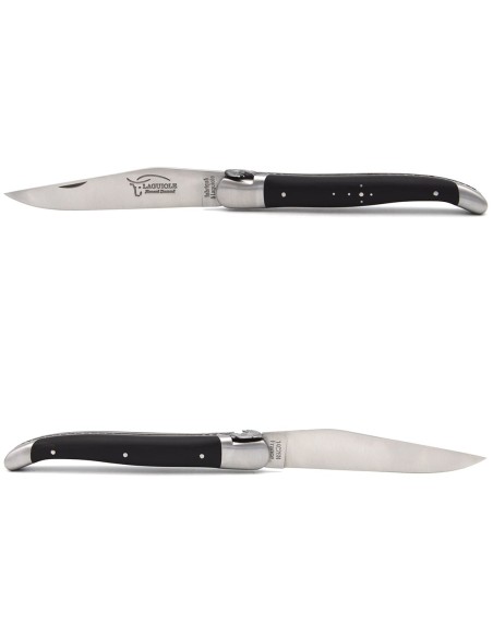 Laguiole pocket knife, trout motif bee, file-chiselled spring, ebony