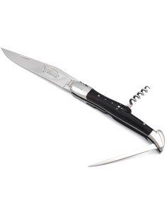 Laguiole  12cm avec poinçon et tire-bouchon, manche pointe de corne 2
