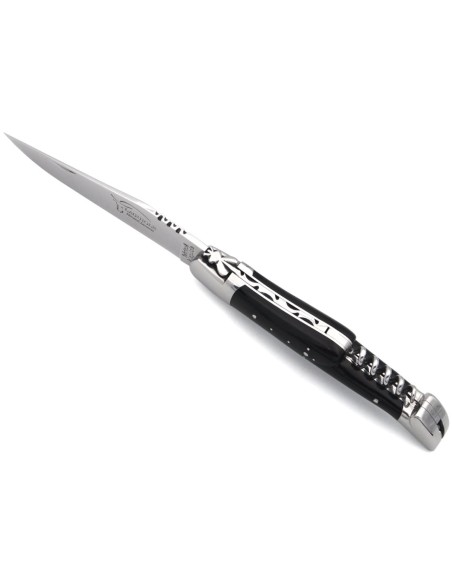 Laguiole  12cm avec poinçon et tire-bouchon, manche pointe de corne