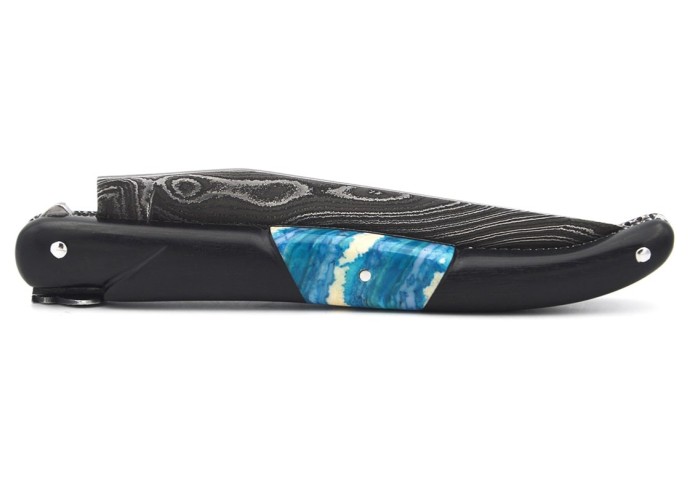 Laguiole Honoré Durand, ébène insert molaire de mammouth bleu