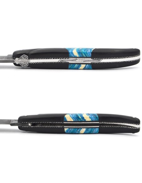 Laguiole Honoré Durand, ébène insert molaire de mammouth bleu