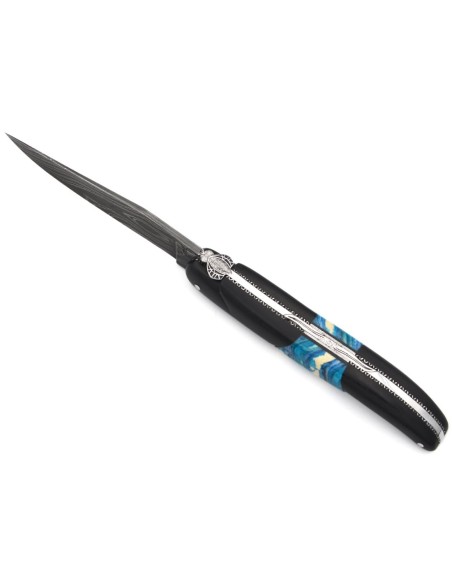 Laguiole Ebony with blue Mammoth molar insert