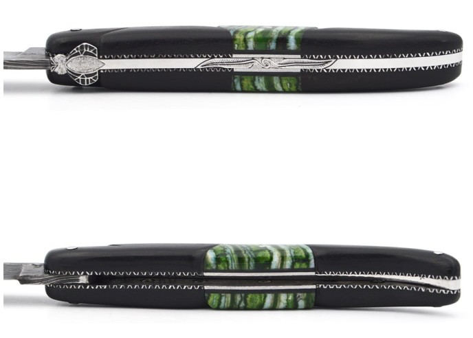 Laguiole Ébène insert en molaire de Mammouth verte