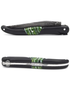 Laguiole Ébène insert en molaire de Mammouth verte