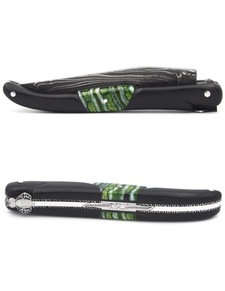 Laguiole Ébène insert en molaire de Mammouth verte