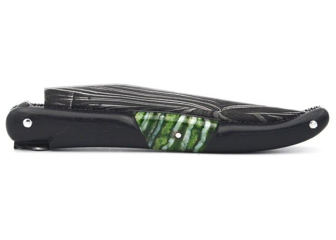 Laguiole Ebony with green Mammoth molar insert